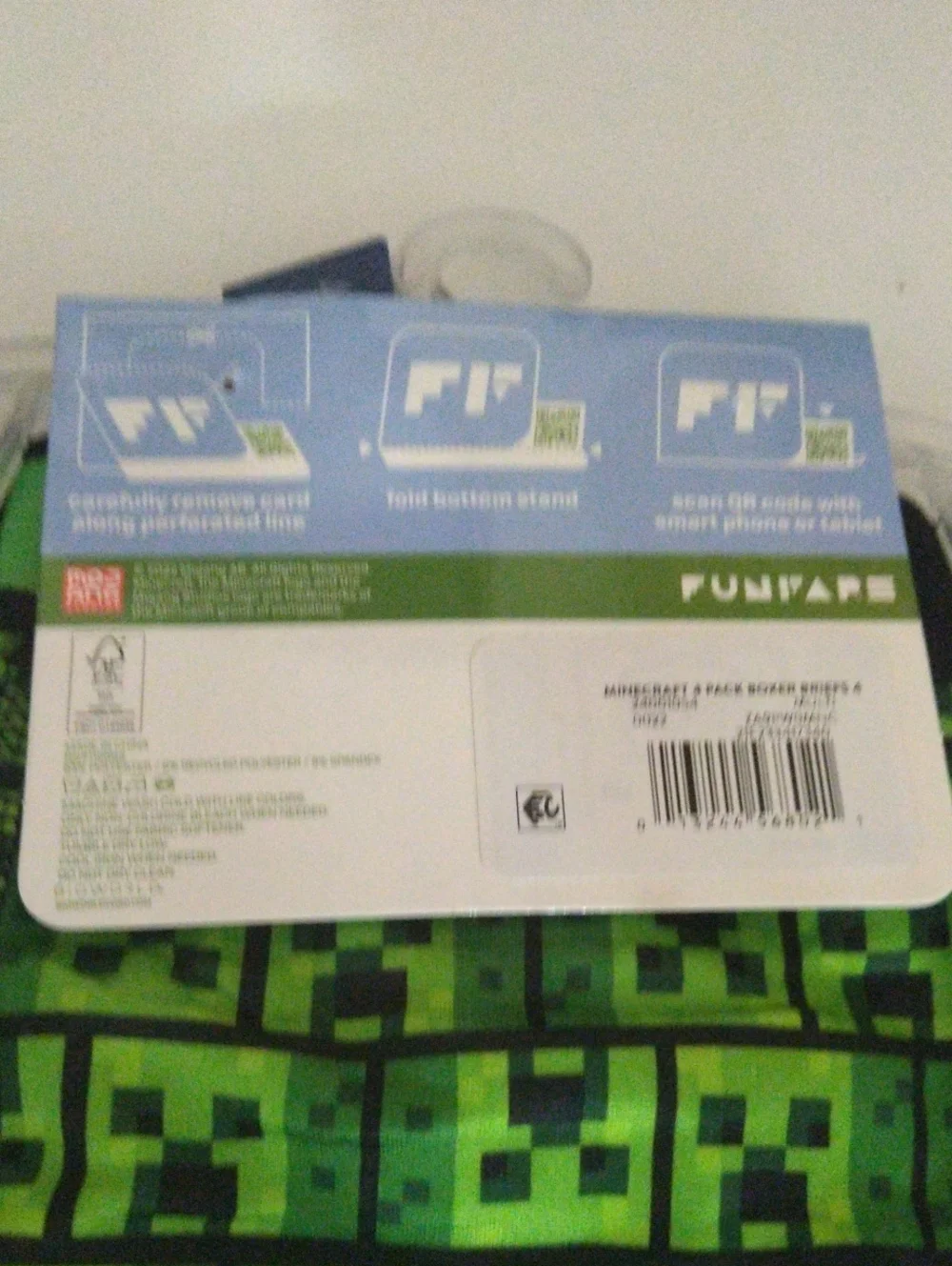 Minecraft Boys 4 Pack Boxer Briefs - Green & Black TNT  Print Size 4 New